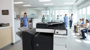 Konica Minolta bizhub i-Series multifunction printer in healthcare office setting