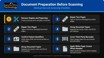 6-step medical records document preparation checklist before scanning