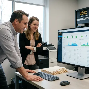IT specialist reviewing business network systems