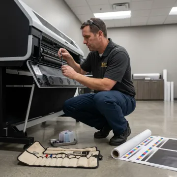 Large format printer being repaired