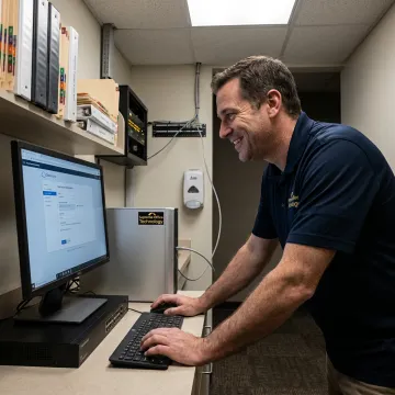 IT specialist configuring secure systems for a medical office