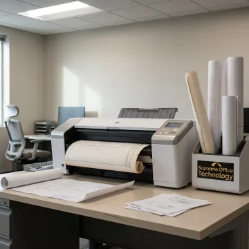 Large format scanner used for project drawings in an office