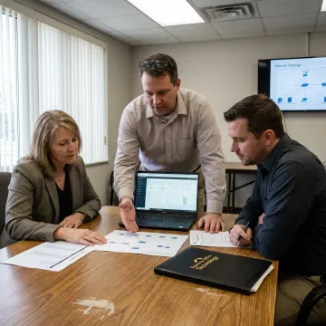 IT consultant reviewing municipal network plan