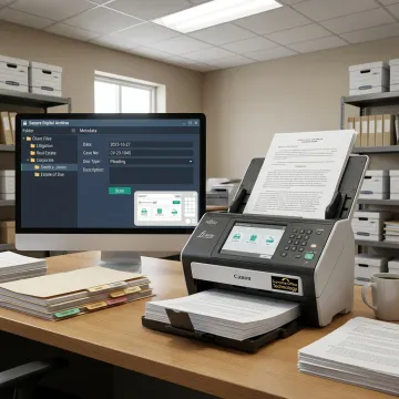 Legal documents being scanned into a secure digital archive