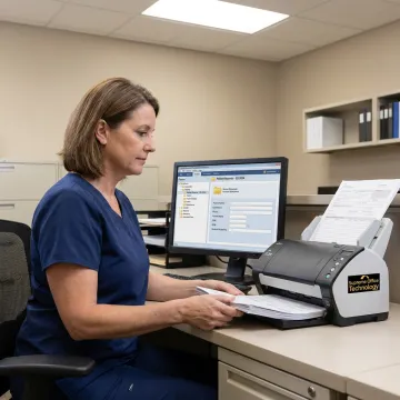 Medical records being scanned for secure digitization