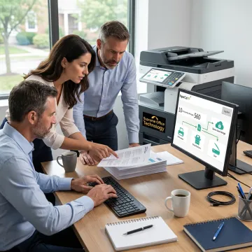 Office team reviewing digital document workflows