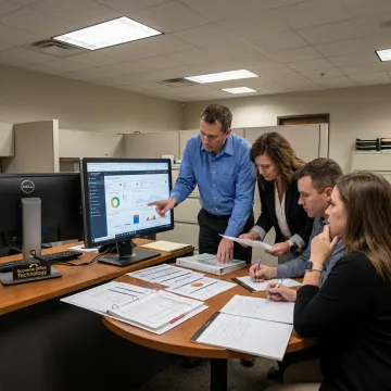 Credit union team reviewing cybersecurity dashboard