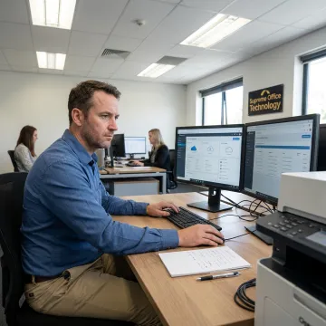 IT specialist reviewing secure accounting firm systems