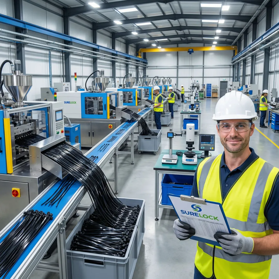 Modern cable tie manufacturing facility producing quality wholesale cable ties in Gujarat