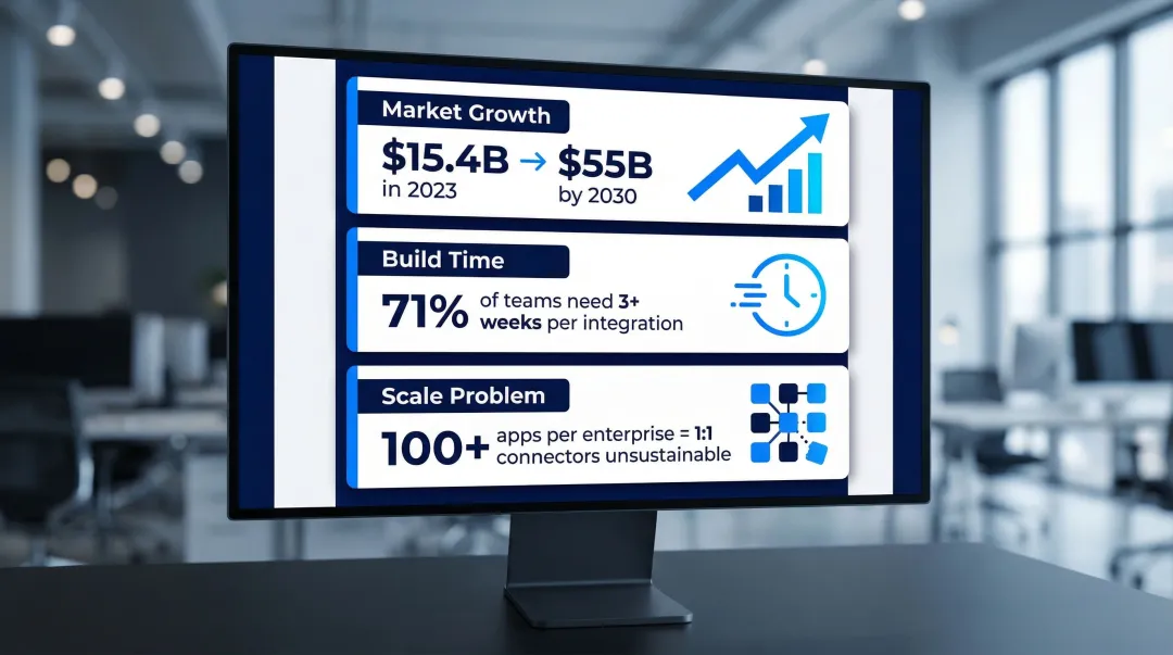 SaaS integration market growth statistics and custom connector scalability challenges