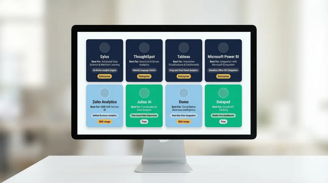 Eight best AI data visualization tools 2026 comparison overview with key attributes