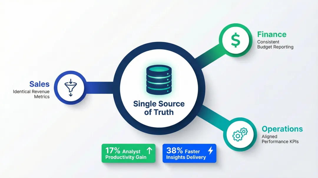 Single source of truth BI benefits across sales finance and operations teams