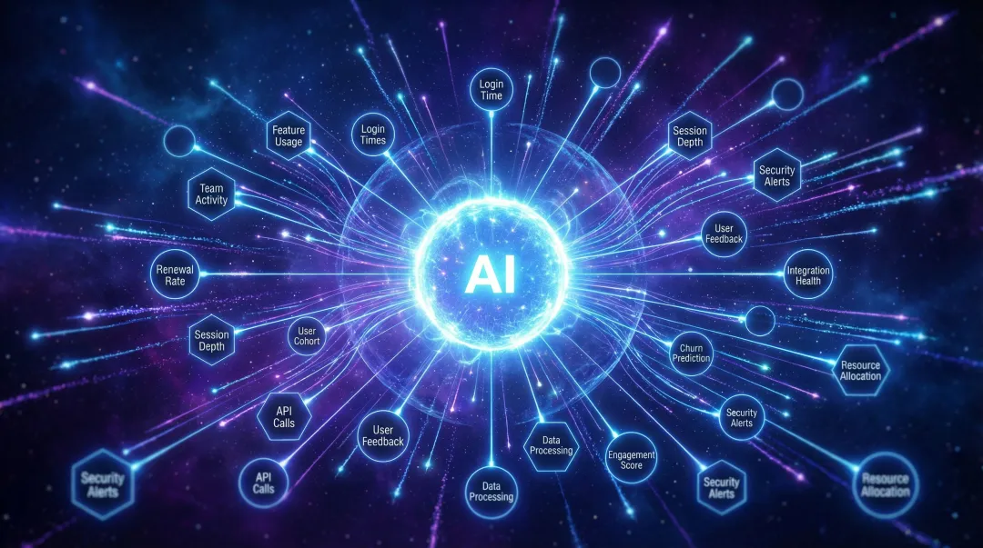 Abstract AI system analyzing hundreds of data variables simultaneously for pattern recognition