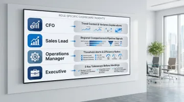 Four stakeholder types and their unique dashboard data needs infographic