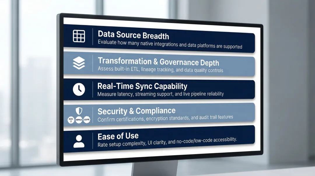 Five criteria for evaluating AI tool connectors data governance security comparison