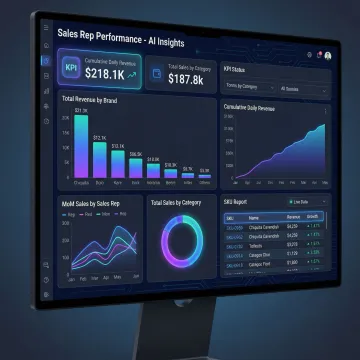 AI data platform dashboard showing business metrics and visualizations