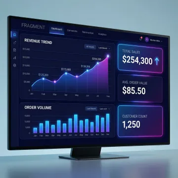 AI-powered small business dashboard displaying revenue, orders, and KPI metrics