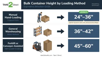 Gaylord box height selection guide matched to three loading methods infographic