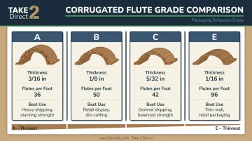 Corrugated flute types A B C E thickness and use case comparison chart