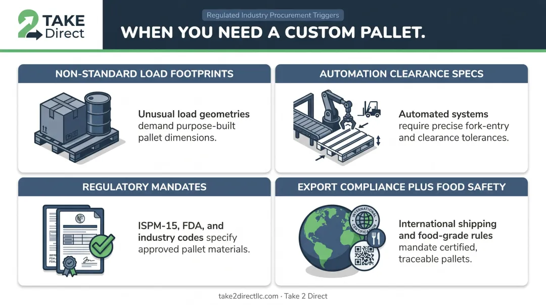 Four triggers requiring custom pallet specification in regulated supply chains