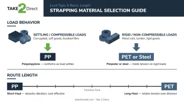 Strapping material selection decision guide based on load type and shipping conditions