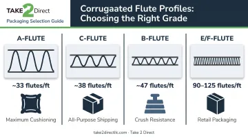 Four corrugated flute profiles A B C E comparison chart with specs