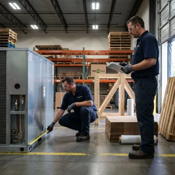 Warehouse packaging process for HVAC equipment