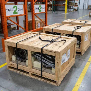 Automotive components packed on custom pallets