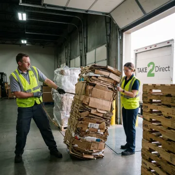 Retail recycling materials being prepared for transport