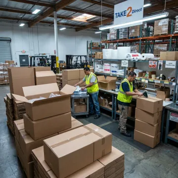 Corrugated boxes in a Los Angeles warehouse