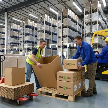 Warehouse team preparing bulk packaging supplies