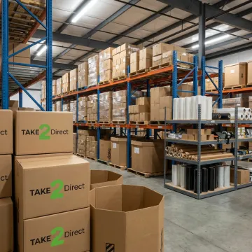 Custom bulk boxes and retail packaging in a warehouse