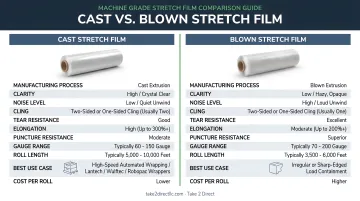 Cast versus blown stretch film side-by-side manufacturing process and performance comparison