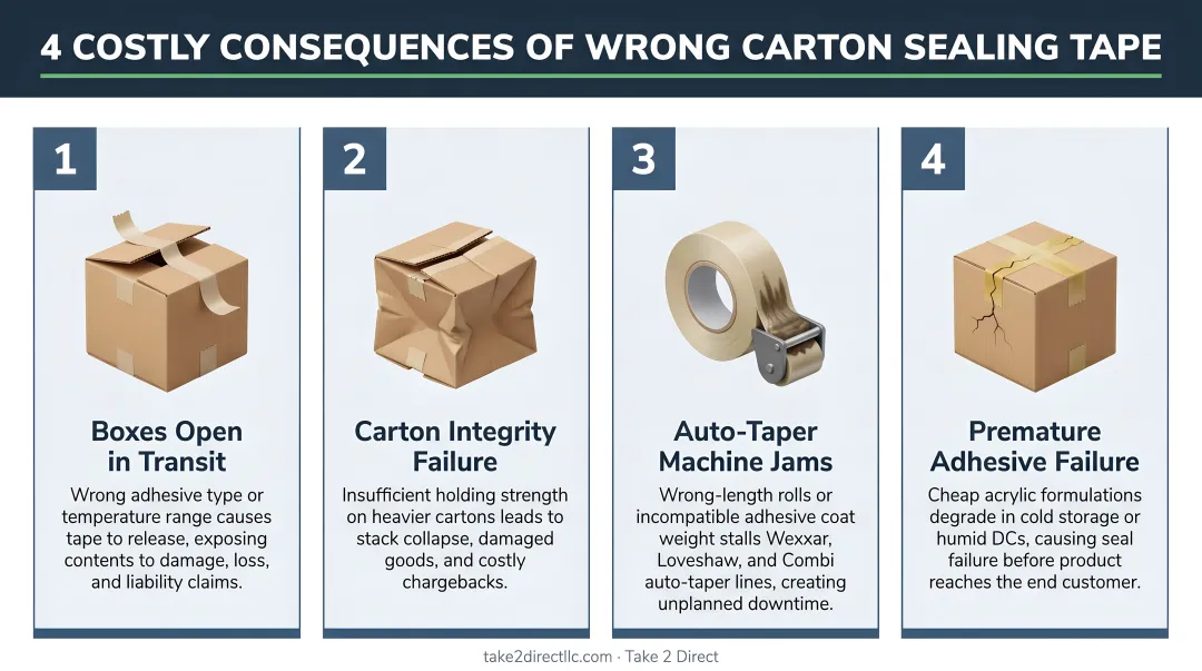 Four consequences of wrong carton sealing tape in warehouse operations