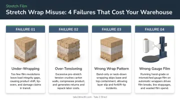 Four stretch wrap film misuse failures and their downstream warehouse cost consequences