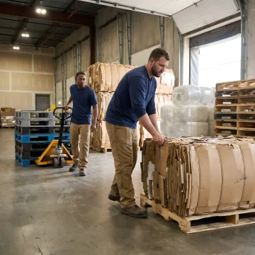 Retail recycling materials being sorted