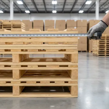 Custom wood pallets staged in warehouse