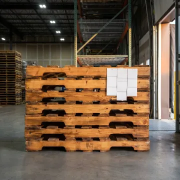 Heat treated pallets on a Georgia loading dock