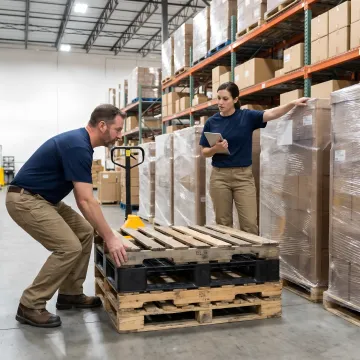 Warehouse pallet supply and shipping preparation