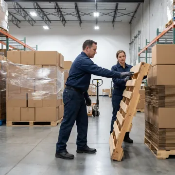Custom pallets and skids in a warehouse