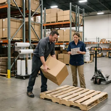 Packaging supplies organized for fulfillment