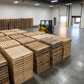 Pallets prepared for warehouse delivery