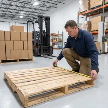 Warehouse team measuring a custom pallet