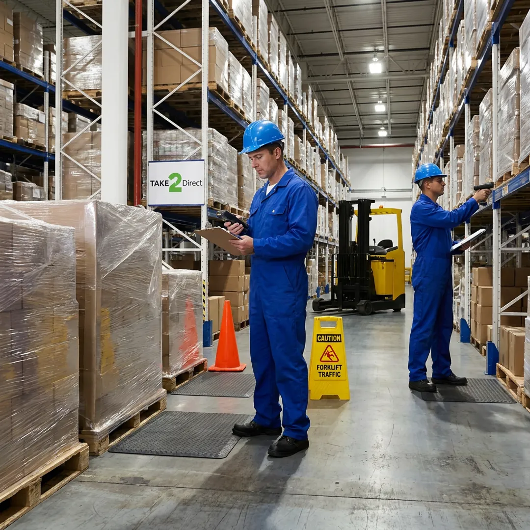 Warehouse stocked with pallets and packaging supplies