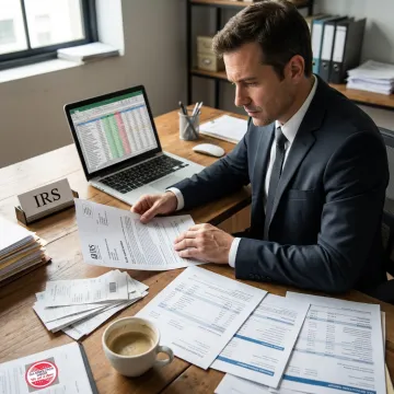 Tax professional reviewing audit documents