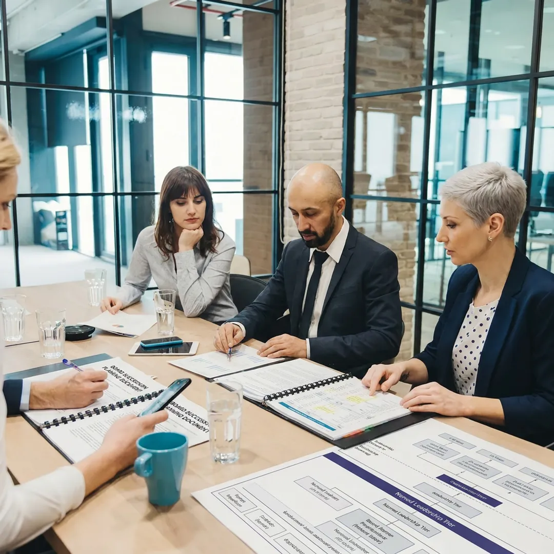 Business advisors reviewing board succession plan