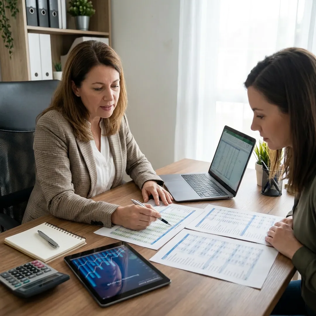 Accountant reviewing small business reports