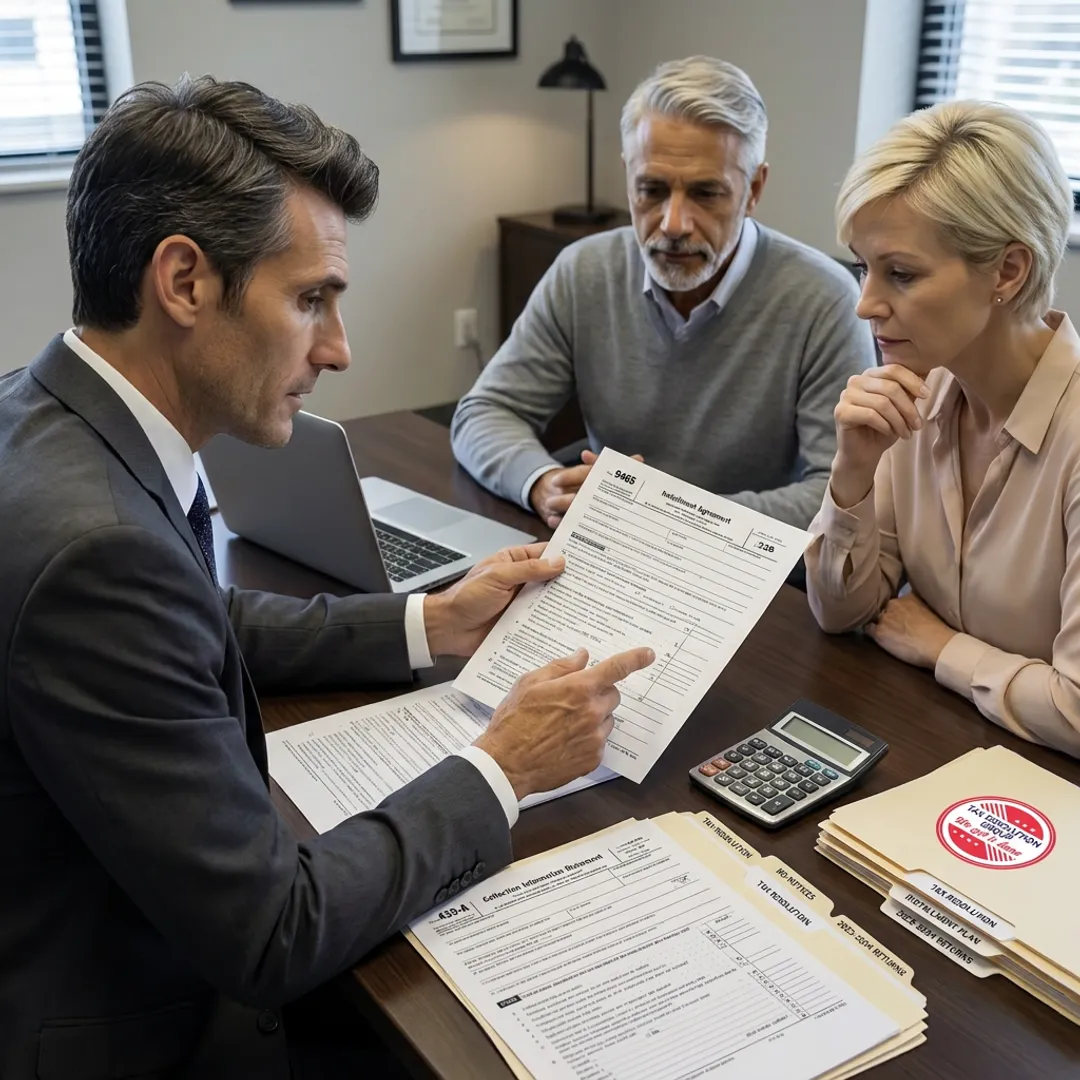 Tax advisor explaining IRS payment plan options