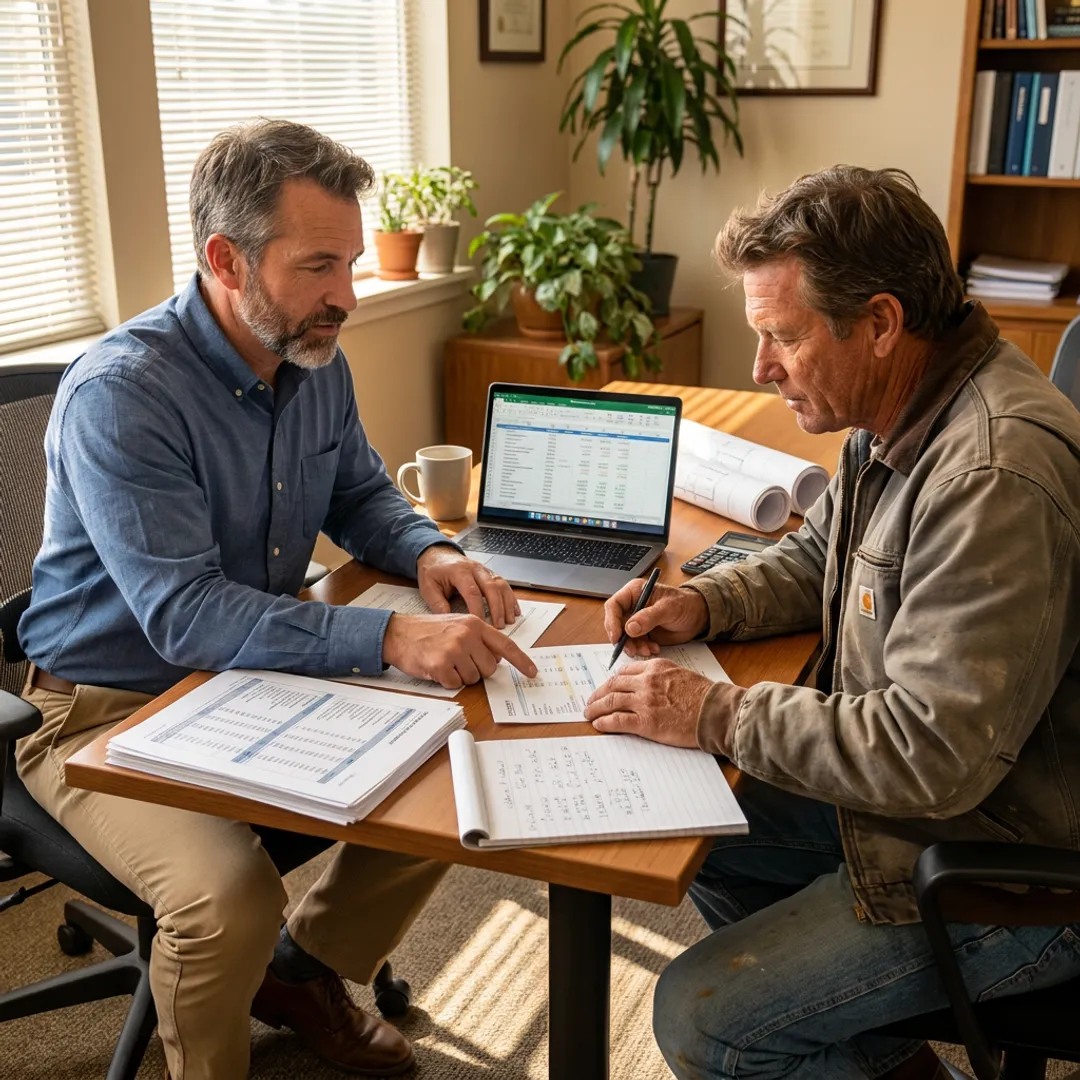 Accountant advising a construction business owner