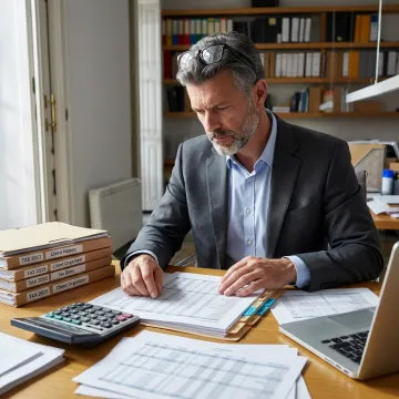 Tax professional reviewing documents
